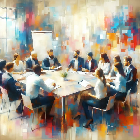 Business People Meeting Seminar Conference Concept. Digital Painting Abstract Artworkの素材