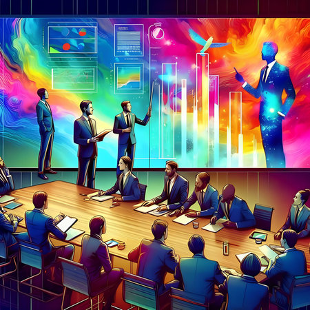 Business people in conference room. Meeting, presentation and discussion concept.の素材