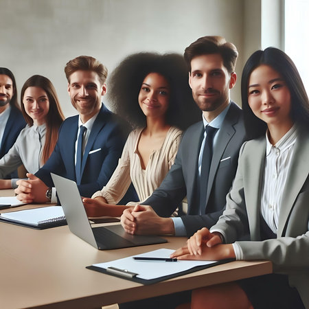 Group of business people working in modern office. Teamwork concept.の素材