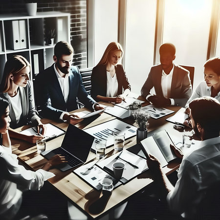 Business People Working in Modern Office. Teamwork Concept. Businessmen and Businesswomen Working in Modern Office. Teamwork Concept. Business People Working in Modern Office.の素材