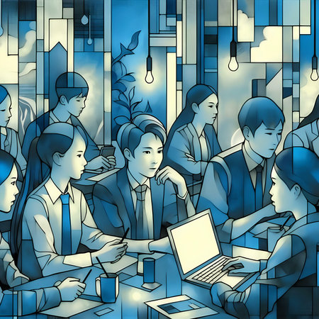 Business people working in the office. Teamwork concept. Vector illustration.の素材