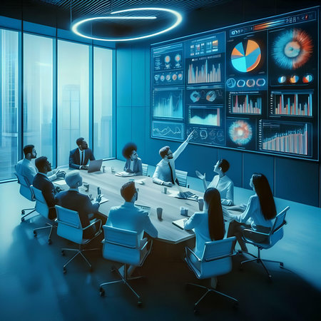 Group of business people in a meeting room. 3D rendering.の素材