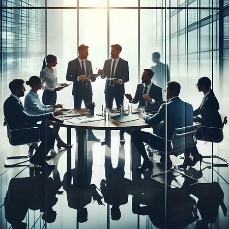 Business People Meeting Discussion Handshake Corporate Concept. 3D Renderingの素材