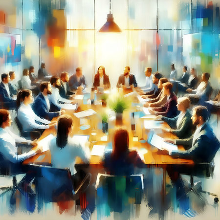 Business People Meeting Seminar Conference Presentation Concept Digital watercolor paintingの素材