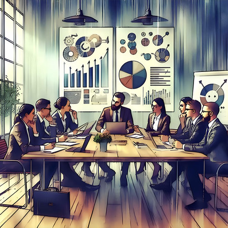 Business People Meeting Conference Brainstorming Corporate Teamwork Concept Vector Illustrationの素材