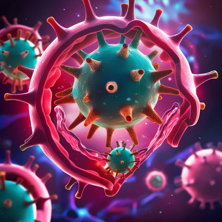 3D illustration of Coronavirus 2019-nCov, SARS-CoV-2, Middle East Respiratory Syndromeの素材