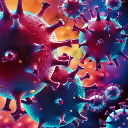 Virus cells. Coronavirus 2019-nCoV. 3d renderの素材
