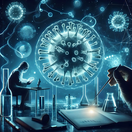 Coronavirus research and development concept. 3D rendered illustrationの素材