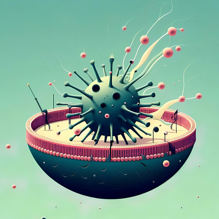 Virus in the blood vessel. 3D illustration. 3D rendering.の素材