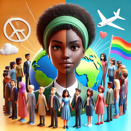 People of different nationalities and religions around the globe. 3D renderingの素材