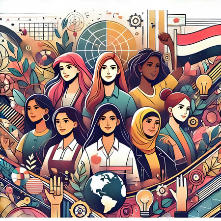 Vector illustration of group of young people with different nationalities and religions.の素材