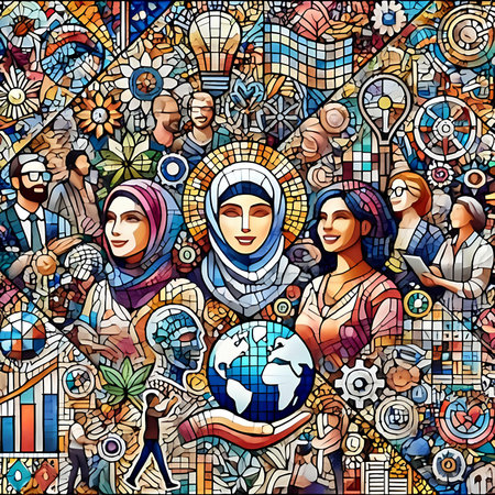 Seamless pattern with muslim people. Colorful vector backgroundの素材
