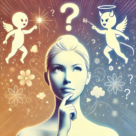 Beautiful young woman with question mark over her head. 3D renderingの素材