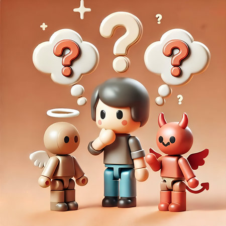 Cute cartoon characters with question mark and angel. 3D rendering.の素材