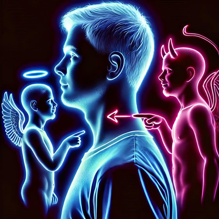 A 3D illustration of a man and a child with angel wingsの素材