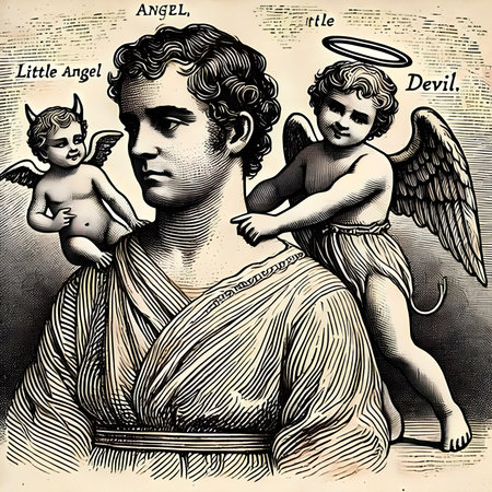 angel with a child on the background of the old map of the USAの素材