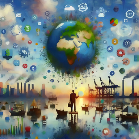 Businessman on the background of the Earth. Global business concept.の素材