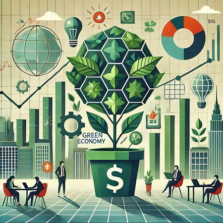 Green plant with dollar sign and business people working in office vector illustrationの素材