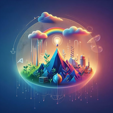 Ecology and environment concept. 3d vector illustration. Elements for your designの素材