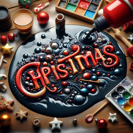 Christmas and New Year Decoration on a Wooden Background. Holiday Concept.の素材