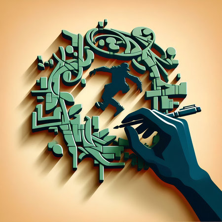 Vector illustration of human hand with pen and world map on the backgroundの素材