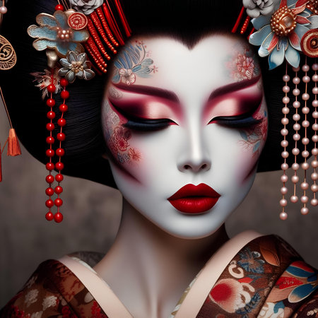 Beautiful Asian woman with creative make-up and jewelry.の素材