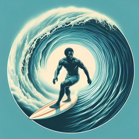 Surfer with surfboard in the ocean. Surfing concept.の素材