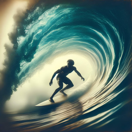 Surfer on the wave. Surfer in ocean. Surfer in ocean.の素材