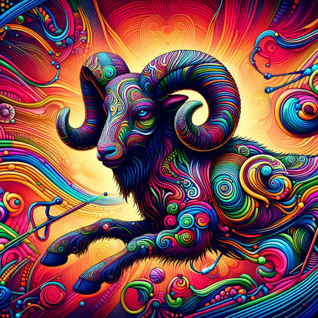 Zodiac sign Goat. Zodiac symbol. Colorful background.の素材