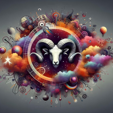 Zodiac sign. Zodiac circle with funny sheep. vector illustrationの素材