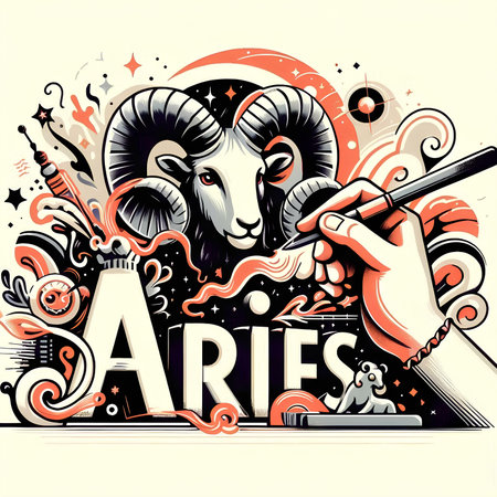 Vector illustration of a ram with a bottle of wine and a smoking pipe.の素材