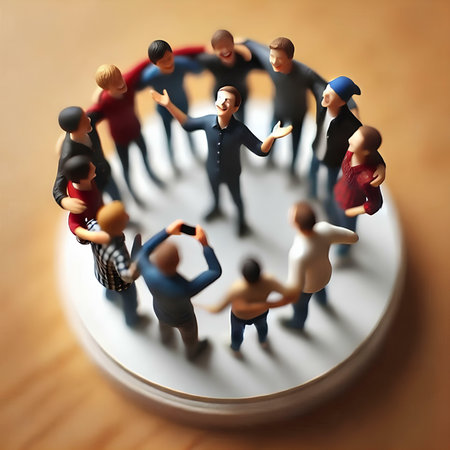 Group of people in circle. 3d illustration. Teamwork concept.の素材