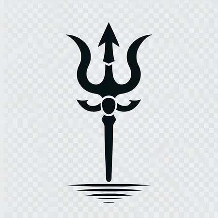 Trident icon. Black trident symbol on transparent background. vector illustrationの素材