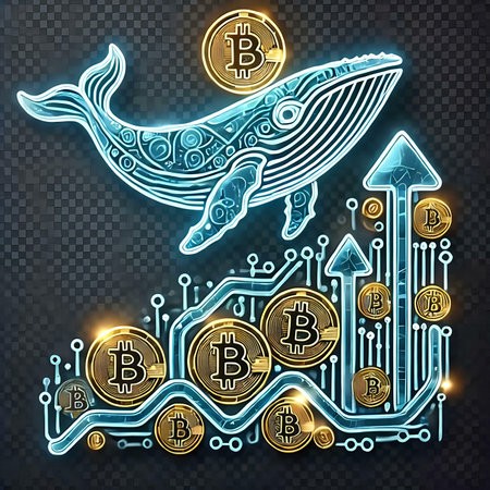 Cryptocurrency and digital money concept. Humpback whale with bitcoin on a transparent background.の素材