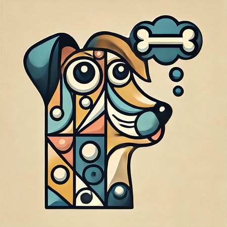 Dog face with abstract pattern. Vector illustration for your graphic design.の素材