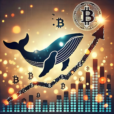 Bitcoin and whale on the background of the financial chart. Vector illustration.の素材