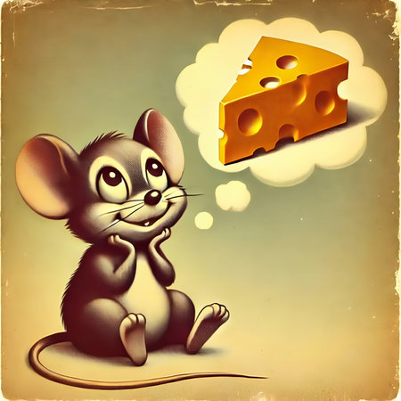 mouse and cheese on a background of the sky, vector illustration.の素材