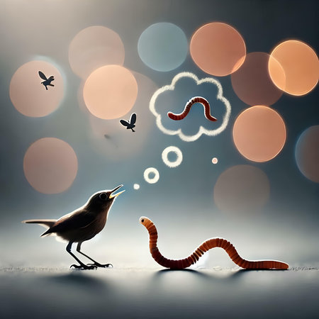 Image of worm and worm on color background with bokeh effectの素材