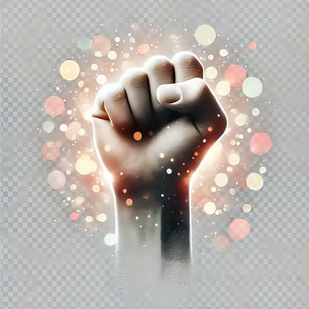 Fist of a man in a protest gesture. Vector illustration.の素材