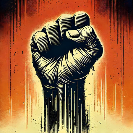 fist in grunge style, vector art illustration eps10の素材