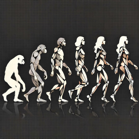 Human evolution from monkey to man. 3d illustration. vector.の素材
