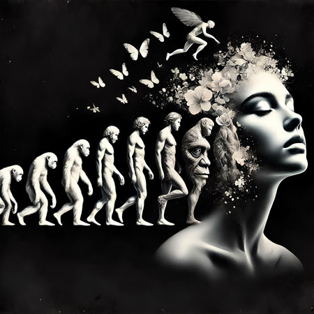 Zodiac sign Virgo. Monochrome image of a beautiful woman.の素材