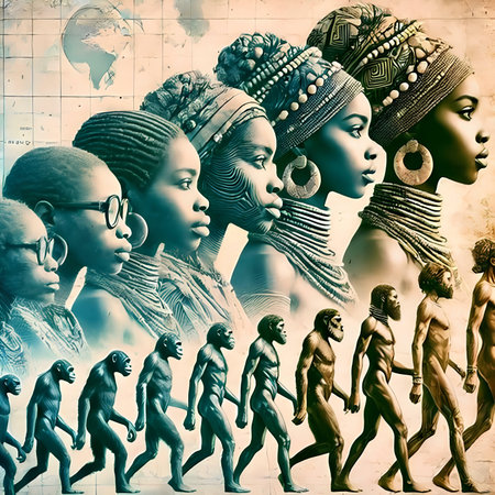 Group of african american women and men. 3D renderingの素材