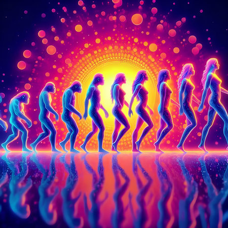 3d illustration of a group of people dancing on a disco backgroundの素材