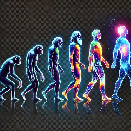 Vector illustration of a group of people in neon light on a transparent background.の素材