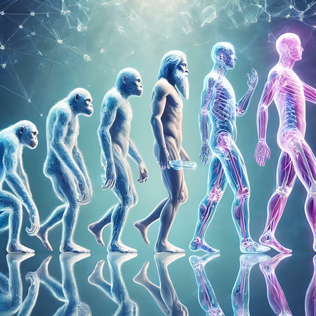 3D rendering of a group of people with human body and brainの素材