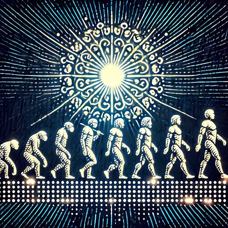 Ornament in the form of a star with people running.の素材