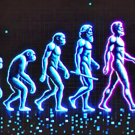 Cyborgs on a digital background. 3d rendering. Computer digital drawing.の素材