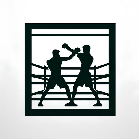 Boxing vector illustration. Silhouette of two boxers.の素材