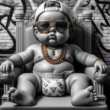 Little Baby in a Royal Chair. 3D Rendered Illustration.の素材